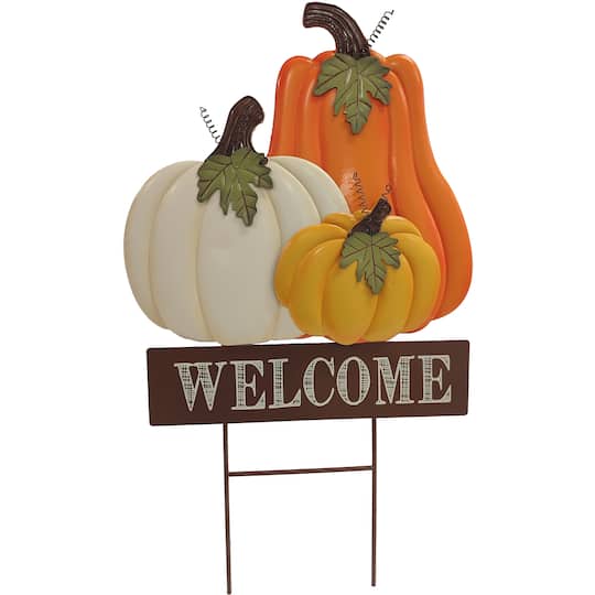 25" Pumpkin Welcome Metal Yard Stake by Ashland®